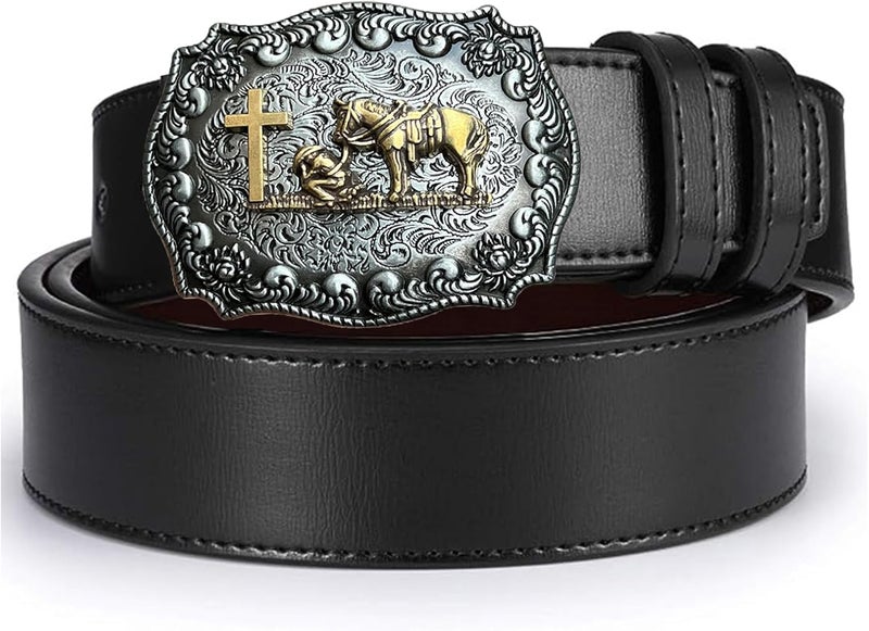 Seternaly Religion Cross Prayer and Horse Belt Buckle Western Cowboy Longhorn Belt Buckles for Men Women - Image 4